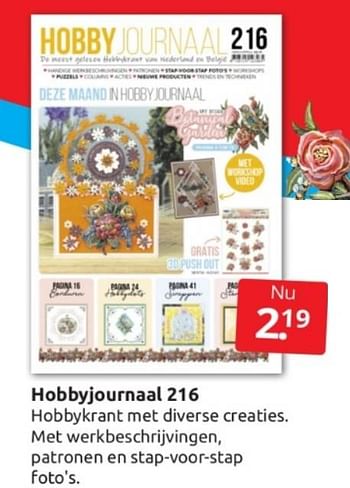 Promoties Hobbyjournaal 216 - Huismerk - Boekenvoordeel - Geldig van 04/03/2023 tot 12/04/2023 bij BoekenVoordeel