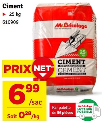 Promoties Ciment - Huismerk - Mr. Bricolage - Geldig van 07/03/2023 tot 19/03/2023 bij Mr. Bricolage