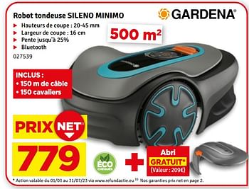 Promoties Gardena robot tondeuse sileno minimo - Gardena - Geldig van 07/03/2023 tot 19/03/2023 bij Mr. Bricolage