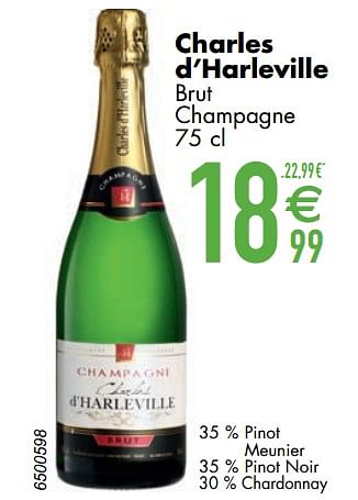 Promoties Charles d’harleville brut champagne - Champagne - Geldig van 07/03/2023 tot 03/04/2023 bij Cora