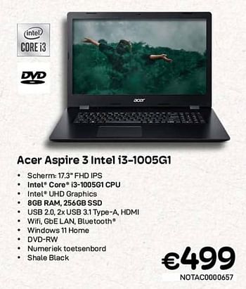 Promoties Acer aspire 3 intel i3-1005g1 - Acer - Geldig van 01/03/2023 tot 31/03/2023 bij Compudeals