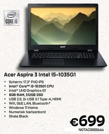 Promoties Acer aspire 3 intel i5-1035g1 - Acer - Geldig van 01/03/2023 tot 31/03/2023 bij Compudeals