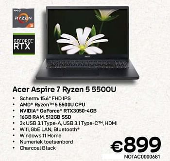 Promoties Acer aspire 7 5 5500u - Acer - Geldig van 01/03/2023 tot 31/03/2023 bij Compudeals