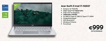 Promoties Acer swift 3 intel i7-1165g7 - Acer - Geldig van 01/03/2023 tot 31/03/2023 bij Compudeals
