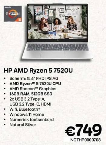 Promoties Hp amd ryzen 5 7520u - HP - Geldig van 01/03/2023 tot 31/03/2023 bij Compudeals