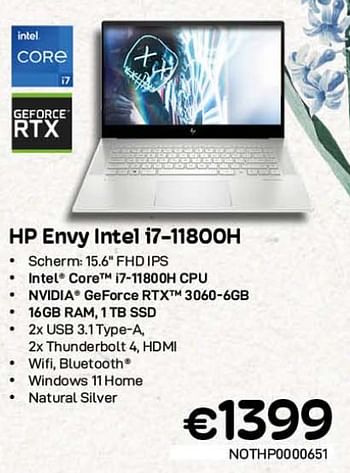 Promoties Hp envy intel i7-11800h - HP - Geldig van 01/03/2023 tot 31/03/2023 bij Compudeals