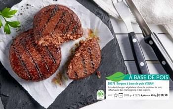 Promotions Burgers à base de pois vegan - Produit maison - Bofrost - Valide de 01/03/2023 à 31/08/2023 chez Bofrost
