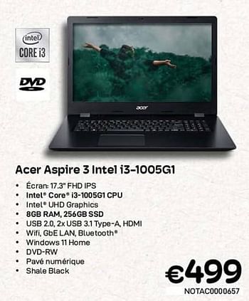 Promotions Acer aspire 3 intel i3-1005g1 - Acer - Valide de 01/03/2023 à 31/03/2023 chez Compudeals