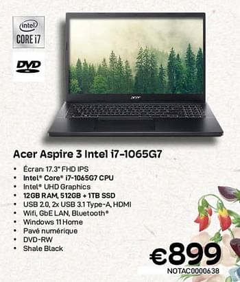 Promotions Acer aspire 3 intel i7-1065g7 - Acer - Valide de 01/03/2023 à 31/03/2023 chez Compudeals
