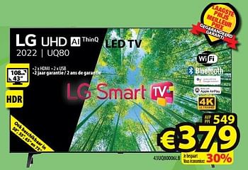 Promotions Lg led tv 43uq80006lb - LG - Valide de 08/03/2023 à 15/03/2023 chez ElectroStock