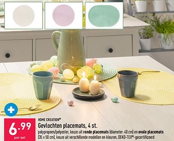 Promoties Gevlochten placemats - HOME CREATION - Geldig van 15/03/2023 tot 24/03/2023 bij Aldi