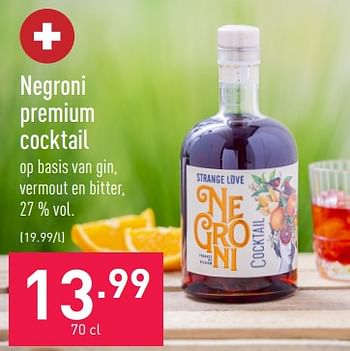 Promoties Negroni premium cocktail - Huismerk - Aldi - Geldig van 17/03/2023 tot 24/03/2023 bij Aldi