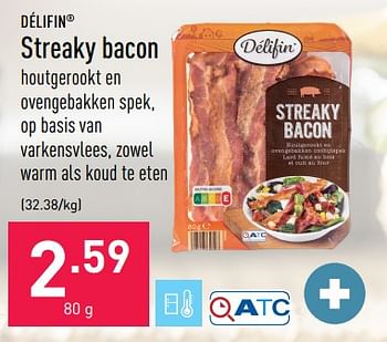 Promoties Streaky bacon - Delifin - Geldig van 13/03/2023 tot 24/03/2023 bij Aldi