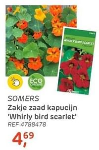 Somers zakje zaad kapucijn whirly bird scarlet-Somers