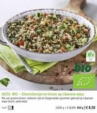 Bio-zilvervliesrijst en linzen op libanese wijze-Huismerk - Bofrost