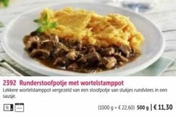 Promoties Runderstoofpotje met wortelstamppot - Huismerk - Bofrost - Geldig van 01/03/2023 tot 31/08/2023 bij Bofrost