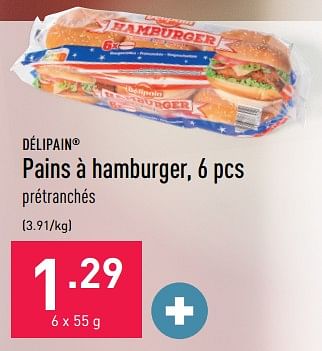 Promotions Pains à hamburger - Delipain - Valide de 13/03/2023 à 24/03/2023 chez Aldi