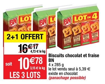 Promotions Biscuits chocolat et fraise bn - BN - Valide de 07/03/2023 à 12/03/2023 chez Migros