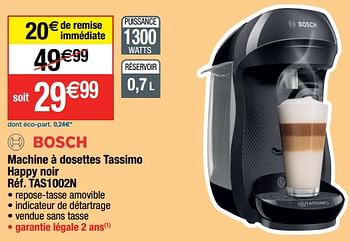 Promotions Bosch machine à dosettes tassimo happy noir tas1002n - Bosch - Valide de 07/03/2023 à 12/03/2023 chez Migros