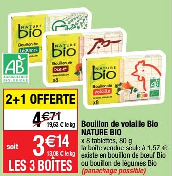 Promotions Bouillon de volaille bio nature bio - NATURE BIO - Valide de 07/03/2023 à 12/03/2023 chez Migros