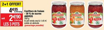 Promotions Confiture de fraises - 30 % de sucres andros - Andros - Valide de 07/03/2023 à 12/03/2023 chez Migros