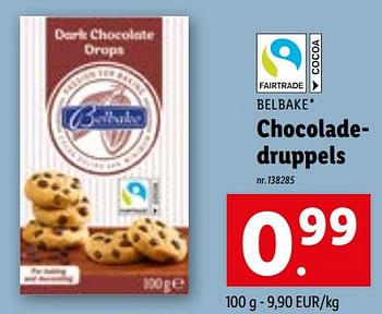 Promotions Chocoladedruppels - Belbake - Valide de 15/03/2023 à 21/03/2023 chez Lidl