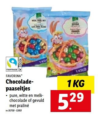 Promoties Chocoladepaaseitjes - Favorina - Geldig van 15/03/2023 tot 21/03/2023 bij Lidl
