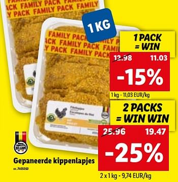 Promoties Gepaneerde kippenlapjes - Huismerk - Lidl - Geldig van 15/03/2023 tot 21/03/2023 bij Lidl