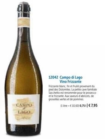 Promotions Campo di lago vino frizzante - Mousseux - Valide de 01/03/2023 à 31/08/2023 chez Bofrost