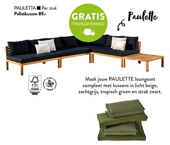 Promotions Pauletta palletkussen - Produit maison - Casa - Valide de 02/03/2023 à 27/09/2023 chez Casa