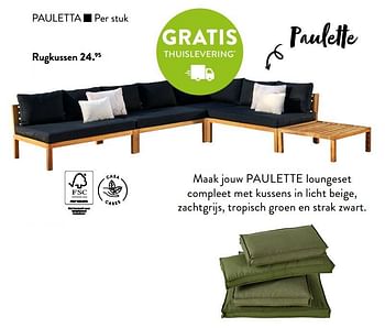 Promotions Pauletta rugkussen - Produit maison - Casa - Valide de 02/03/2023 à 27/09/2023 chez Casa