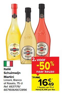 Promoties Italië schuimwijn martini limoni, bianco of rosato - Martini - Geldig van 08/03/2023 tot 27/03/2023 bij Carrefour