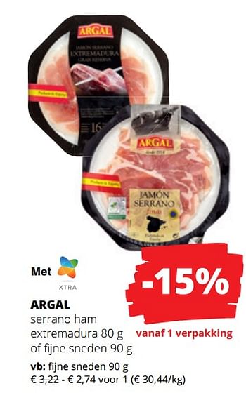 Promoties Argal serrano ham fijne sneden - Argal - Geldig van 09/03/2023 tot 22/03/2023 bij Spar (Colruytgroup)