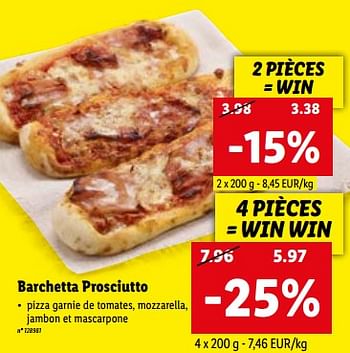 Promotions Barchetta prosciutto - Produit maison - Lidl - Valide de 15/03/2023 à 21/03/2023 chez Lidl