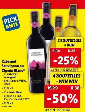 Promotions Cabernet sauvignon - Vins rouges - Valide de 15/03/2023 à 21/03/2023 chez Lidl