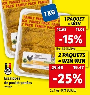 Promotions Escalopes de poulet panées - Produit maison - Lidl - Valide de 15/03/2023 à 21/03/2023 chez Lidl