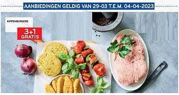 Promoties Kippenburgers 3+1 gratis - Huismerk - Alvo - Geldig van 29/03/2023 tot 04/04/2023 bij Alvo
