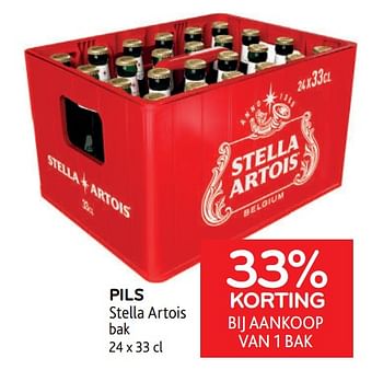 Promotions Pils stella artois 33% korting bij aankoop van 1 bak - Stella Artois - Valide de 22/03/2023 à 04/04/2023 chez Alvo
