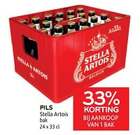 Pils stella artois 33% korting bij aankoop van 1 bak-Stella Artois