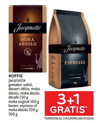 Promoties Koffie jacqmotte 3+1 gratis - JACQMOTTE - Geldig van 22/03/2023 tot 04/04/2023 bij Alvo