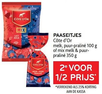 Promoties Paaseitjes côte d’or 2e voor 1-2 prijs - Cote D'Or - Geldig van 22/03/2023 tot 04/04/2023 bij Alvo