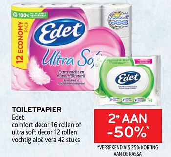 Promoties Toiletpapier edet 2e aan -50% - Edet - Geldig van 22/03/2023 tot 04/04/2023 bij Alvo