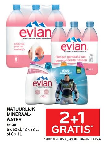 Promoties Natuurlijk mineraalwater evian 2+1 gratis - Evian - Geldig van 22/03/2023 tot 04/04/2023 bij Alvo