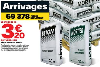 Promotions Béton universel - Produit Maison - Brico Depot - Valide de 03/03/2023 à 23/03/2023 chez Brico Depot