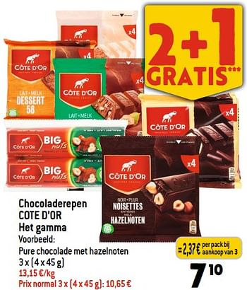 Promoties Chocoladerepen cote d’or - Cote D'Or - Geldig van 08/03/2023 tot 14/03/2023 bij Smatch