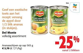 Promoties Del monte ananasschijven op sap - Del Monte - Geldig van 08/03/2023 tot 21/03/2023 bij Colruyt