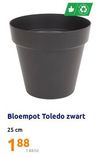 Promoties Bloempot toledo zwart - Huismerk - Action - Geldig van 08/03/2023 tot 14/03/2023 bij Action