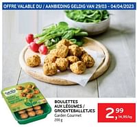 Promotions Boulettes aux légumes garden gourmet - Garden Gourmet - Valide de 29/03/2023 à 04/04/2023 chez Alvo