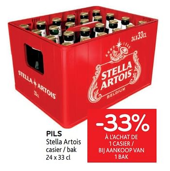 Promotions Pils stella artois -33% à l’achat de 1 casier - Stella Artois - Valide de 22/03/2023 à 04/04/2023 chez Alvo