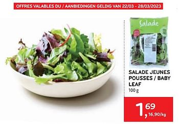 Promoties Salade jeunes pousses - Huismerk - Alvo - Geldig van 22/03/2023 tot 28/03/2023 bij Alvo
